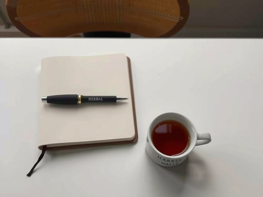 Arbeitsplatz Notizbuch Tee